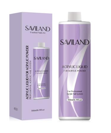 Saviland Acrylic Liquid 16.91OZ/500ML Acrylic Liquid for Acrylic Powder Large Capacity Low Odor for Nail Extension & Carving Home DIY Nail Salon Use