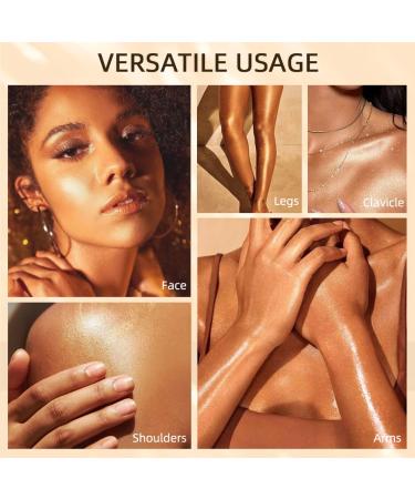 2-Pcs Waterproof Body Shimmer Oil Set - Rose Gold & Glistening Bronze Glow | Face & Body Highlight Illuminator 80ml - Buy Online on SooperMarket.com