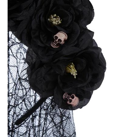 Prosy Halloween Rose Flower Headband Black Veil Horror Skull Costume Gothic Bride Veil Fancy Dress Headwear Accessories for Girls (Black) - Buy Online on SooperMarket.com