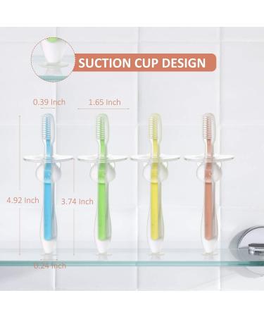 Infant Training Silicone Soft Toothbrush Food Grade 0-2 Years with Baffle BPA-Free Teeth Care can Stand Sucker Brush (Pink) - Buy Online on SooperMarket.com