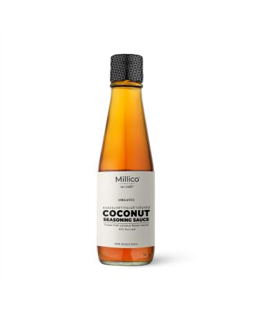 Millico Organic Coconut Seasoning Sauce 200ml - Excellent for cooking stir-frying espacially for Thai Cuisine and other dishes soy free less sodium made from coconut flower nectar and sea salt