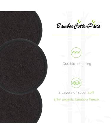 Organic Bamboo Makeup Remover Pads - 10 Pack Black Washable Cotton Rounds with Laundry Bag - Gentle Facial Cleansing Wipes for All Skin Types - Buy Online on SooperMarket.com