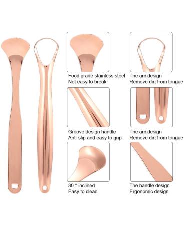 2-Part Stainless Steel Tongue Scraping Set - Reusable Non-Slip Handle Storage Box - Tongue Brush for Adults & Kids (Rose Gold) - Buy Online on SooperMarket.com