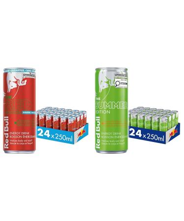 Red Bull Energy Drink Watermelon Sugarfree 250ml (24pk) & Energy Drink Curuba-Elderflower 250ml (24 pack)