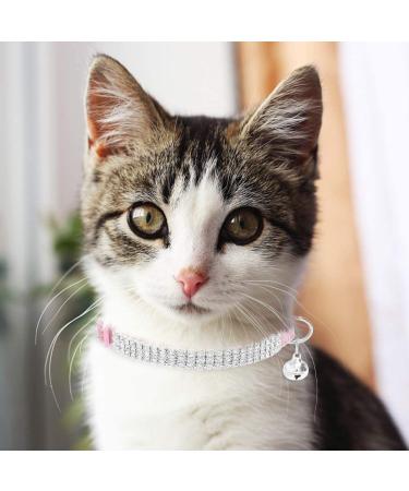 EXPAWLORER Cat Collar Breakaway with Bells - 2 Pack Rhinestone Diamante Collars for Cats and Small Dogs - Adjustable & Safe Velvet Collar in Black + Pink - Buy Online on SooperMarket.com