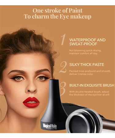 Go Ho Matte Black Gel Eyeliner - Water-proof, Smudge-proof, Long Lasting Cream Eyeliner with Brush - 1Black - Buy Online on SooperMarket.com