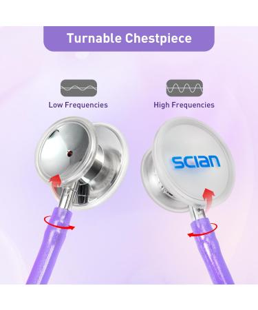 SCIAN Dual Head Stethoscope for Nurses & Doctors | Classic Stainless Steel Home Diagnostics | Medical Supplies with Carrying Bag - Pearlescent Purple - Buy Online on SooperMarket.com