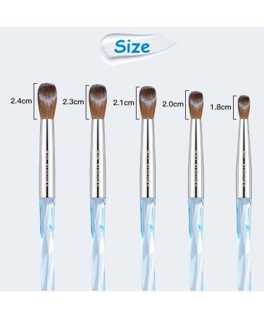 100% Pure Kolinsky Hair Size 8 Oval Acrylic Nail Brush Set - Professional Manicure Tool for DIY Home Salon - Crystal Blue - Buy Online on SooperMarket.com