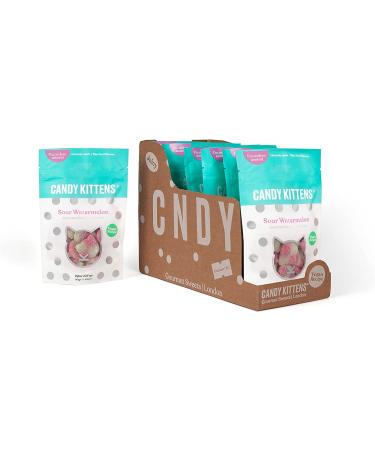 Vegan Sweets CANDY KITTENS SOUR WATERMELON Sweets Packed With Fruit Juice & Natural Ingredients Big Flavours From Little Kittens Vegetarian Sweets - CASE OF 10x Sweet Bags (140g) Sour Watermelon 140 g (Case of 10)