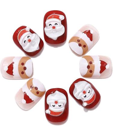 Brishow Christmas False Snow Press on Nails - Antler Short Red Fake Nails 24pcs - Buy Online on SooperMarket.com