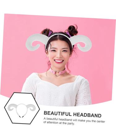 Gogogmee Sheep Horn Headband Head Band Halloween Decor Animal Headdress Halloween Hair Accessory Horn Hairband Funny Hairband Sheep Horn Hair Hoops Hair Decor Photo Prop Cotton White One Size White - Buy Online on SooperMarket.com
