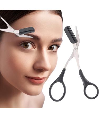 Eyebrow Scissors with Comb Black Eyebrow Trimmer Scissors Stainless Steel Eyebrow Trimmer Eyelash Comb Eyebrow Comb Small Eyebrow Grooming Beauty Tool for Men Women