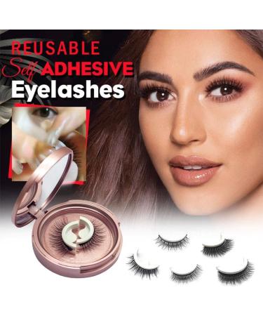 Self-Adhesive Eyelashes - Reusable & Glue-Free Natural Fluffy False Lashes | Easy to Wear Makeup - Buy Online on SooperMarket.com