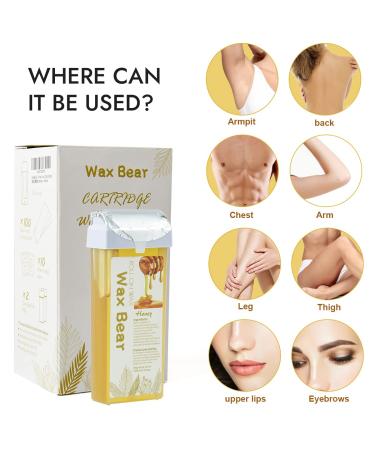 Wax Bear Roll On Wax Kit - Sensitive Skin Soft Wax Heater with Cartridge Refill, 10 Wipes, 100 Wax Strips - Yellow - Buy Online on SooperMarket.com