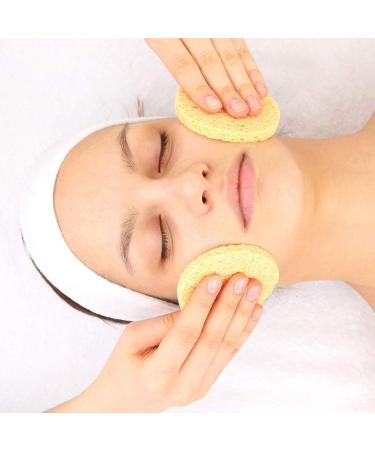 12pcs Facial Wooden Sponges - Compact Round Beauty Makeup Tools | Perfect for All Skin Tones - Yellow - Buy Online on SooperMarket.com