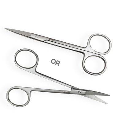 MJW Professional iris scissors made of stainless steel used as a beard ears nasal hair scissors cutel skin cutting edge and craft scissors with precise cheek cutting just end straight Straight