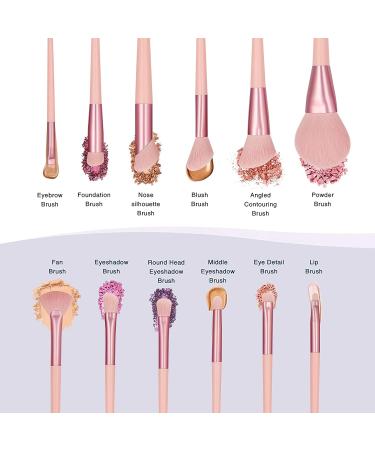 Premium Synthetic Pink Makeup Brush Set with Cleaning Mat - 12pcs Kabuki Powder, Blush, Foundation, Concealer, Eye Shadow Brushes | Makeup Tools - Buy Online on SooperMarket.com