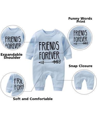 Culbutomind Baby Twins Bodysuit Set Friends Forever Unisex Romper with Hat | Multicoloured BFT 6-9 Months - Buy Online on SooperMarket.com