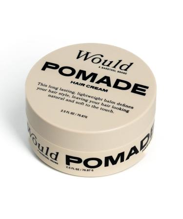 Would Pomade Hair Cream for Men - 2.5 Oz Natural Hair Styling Cream - Matte Finish Water-Based Medium Hold Lightweight & Flexible Soft Touch Flake-Free