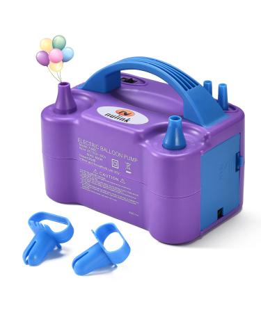 NuLink Electric Portable Dual Nozzle Balloon Blower Pump Inflation for Decoration, Party 110V120V, 600W, Purple