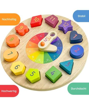 SCHMETTERLINE Kronolino Wooden Learning Clock | Rainbow Colors for Playful Time Learning | Ages 3+ - Buy Online on SooperMarket.com