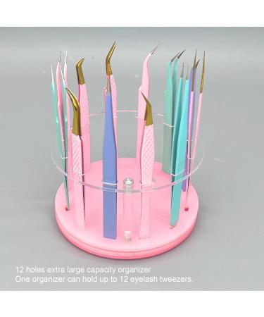 Acrylic Eyelash Tweezers Stand Holder 12 Holes Rotatable Design Organized Storage for Extension Tools (Terrazzo Pattern Color) - Buy Online on SooperMarket.com