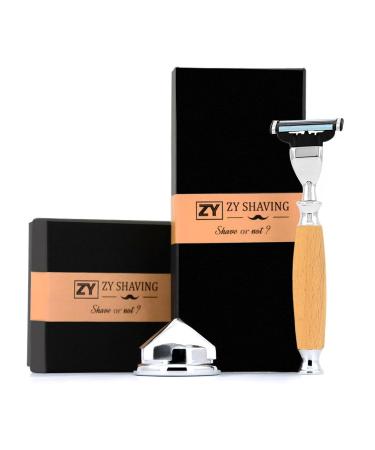 Magideal Traditional Shave Set - Easy-to-Use Manual Shaving with Wooden Handles for Men | Portable & Ideal for Home Use - Buy Online on SooperMarket.com