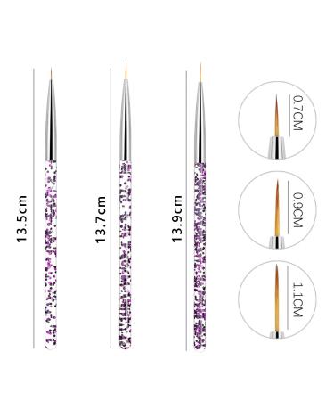 Peutpy 3-Piece Nail Art Liner Brush Set - Professional Acrylic & UV Gel Detailing Tools for Manicure & Nail Salon Accessories - Buy Online on SooperMarket.com
