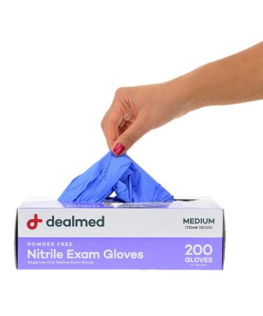 Dealmed Medical Exam Gloves 200 Count Medium Nitrile Gloves Disposable Gloves Non-Irritating Latex Free Gloves Multi-Purpose Use Medical Gloves for a First Aid Kit and Medical Facilities Purple (Pack of 1) Medium (Pack of 200)