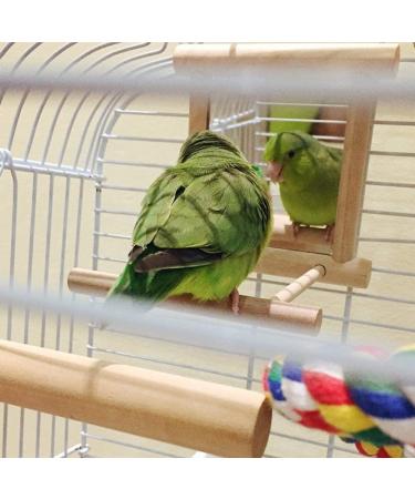 HANZE Bird Mirror and Swing Set for Parrots - Wooden Toy for Macaws, Lovebirds, Cockatiels - 2 Pack - Buy Online on SooperMarket.com