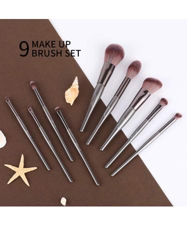 EVRCHGIEA Professional Makeup Brushes Set - Dark Grey 9pcs Brush Kit - Buy Online on SooperMarket.com