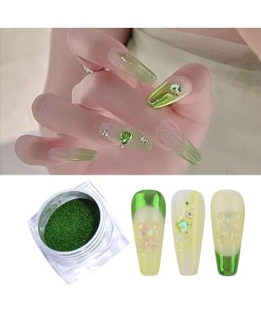 Apple Green Chrome Holographic Nail Glitter - 2 Boxes Mirror Effect Powder for Manicure and Nail Art Decoration - Buy Online on SooperMarket.com