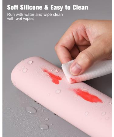 FERYES Magnetic Makeup Brush Holder - Portable Silicone Organizer for Travel | Soft Pink Cosmetic Storage - Buy Online on SooperMarket.com