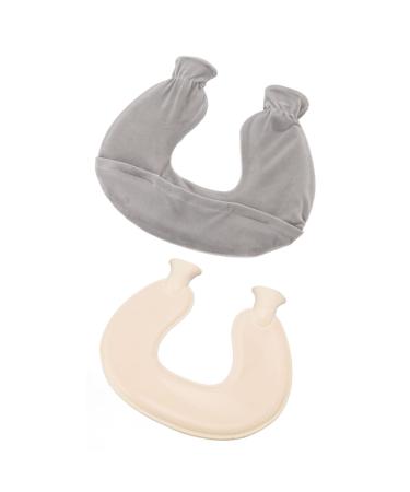 LBEC Hot Water Bottle Explosion-Proof Soft Cover 1 L Pain Relief Hot Water Bottle U-Shaped (Gray)