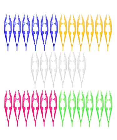 30PCS Plastic Tweezers 5 Assorted Colors Craft Forceps Tools for Handmade DIY Creative Beading Projects Jewelry Making Kids Adult Home Classroom School 30PCS Green+yellow+blue+white+red
