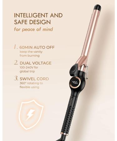 3/4 Inch Long Barrel Curling Iron - Ceramic Tourmaline Hair Wand - Dual Voltage - Buy Online on SooperMarket.com