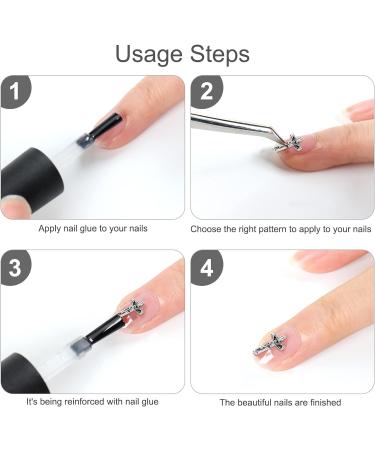 Punk Vintage Nail Charms Set - 72 Pcs 3D Cross, Stars, Hearts - Silver Chrome - DIY Nail Art Accessories for Women - Buy Online on SooperMarket.com