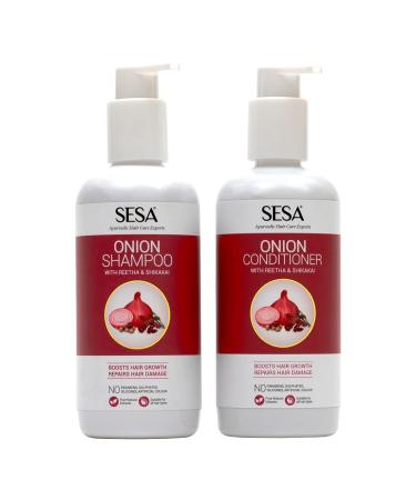 sesa Onion Anti-Hair Fall Combo For Complete Hair Care| Onion Shampoo - 300Ml + Onion Conditioner - 300 ml Medium Size