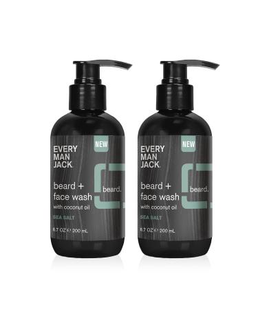 Every Man Jack Beard + Face Wash Twin Pack - Subtle Sea Salt Fragrance - 6.7oz - Deep Cleans and Conditions Beard & Skin - Coconut Oil & Glycerin - Buy Online on SooperMarket.com