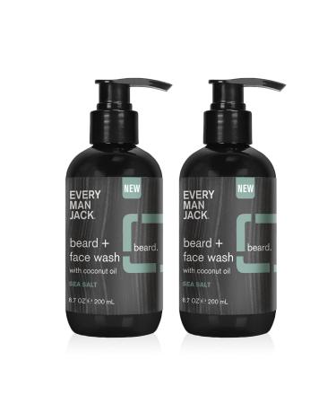 Every Man Jack Beard + Face Wash - Subtle Sea Salt Fragrance - Deep Cleans Conditions and Softens Your Beard and Skin Underneath - Naturally Derived with Coconut Oil Glycerin and Coconut - 6.7-ounce Twin Pack