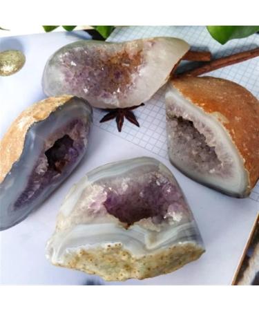 Specimen Healed Natural Agate Rough Stone Raw Crystal Hole Cut Purple Cluster Crystal Ornaments As a Gift FZUGEDRLI (Size : 100-150g) - Buy Online on SooperMarket.com