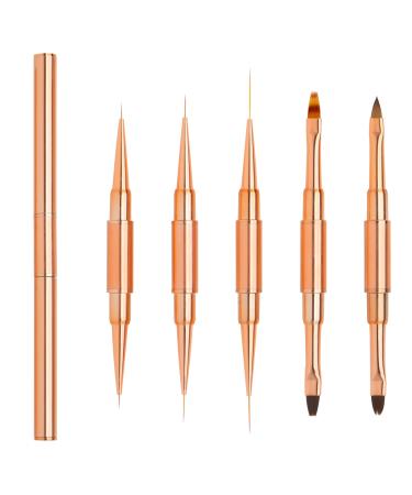 Double-sided nail brush for gelnail nail polish nail paint nail art nail art with lid and ombre Brush set Lea-shall 10 heads ombre/flat/line/round/acrylic fine brush set for UV nails gel 5PCs double-end brushes set