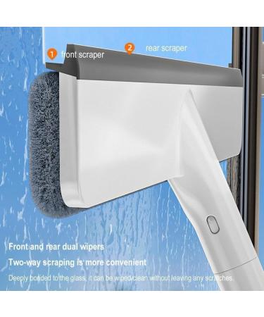 Squeegee For Window Cleaning with Spray and 3 Pads 2024 New Double Sided Spray Window Retractable Cleani Cleaner Spray Glass White 30cm panel - Buy Online on SooperMarket.com