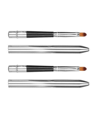 2pcs Ergonomic Lip Brush Set Retractable & Easy Clean Aluminium Lipstick Brushes for Perfect Application - Buy Online on SooperMarket.com