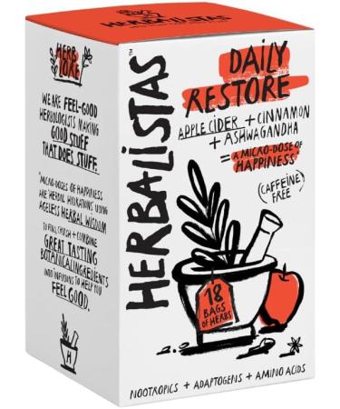 Herbalistas Daily Restore Tea | Apple Cider Cinnamon & Ashwagandha Herbal Infusion | 18 Tea Bags, 40g - Buy Online on SooperMarket.com