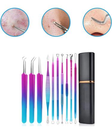 Rehomy 10pcs Stainless Steel Blackhead Remover Extractor Tools Acne Kit Pimple Popper Tool Kit for Nose Face Forehead - Buy Online on SooperMarket.com