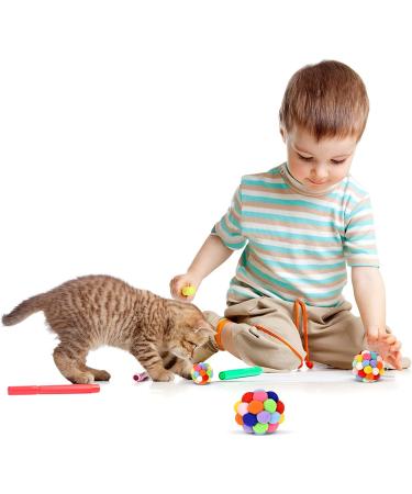 Cat Toy Balls with Bell - Colorful Soft Fuzzy Balls for Indoor Cats and Kittens - Interactive Chewing Toys - 3 Pack - Buy Online on SooperMarket.com