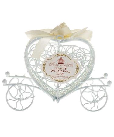 Lodokdre Metal Carriage Gift Box Gift Box Decoration - champagne + white
