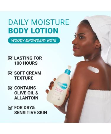 Derma B Daily Moisture Body Lotion 400ml - Non-Greasy Long-Lasting Moisturizer for Dry & Sensitive Skin - Infused with Olive Oil, Allantoin & Panthenol - Woody & Powdery Scented Kbeauty Skincare - Buy Online on SooperMarket.com