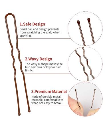 50 U-Shaped Hairpins for Women & Girls - 6cm Bobby Pins in Storage Box - Perfect for Hairdressing Salons & Everyday Use (Brown) - Buy Online on SooperMarket.com